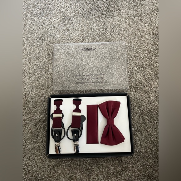 Portabella Mens 3 pieces set Accessories Burgundy - Picture 2 of 4